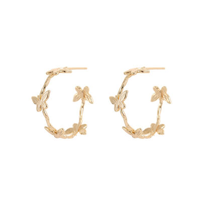 quality Wholesale Fashion Brass 14K Gold S925 Silver Needle Earrings Butterfly Irregular Earrings Square Earrings factory