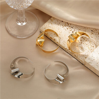 quality Fashion Water Waves Gold-Plated Earrings Irregular Folds Ring Earrings 925 Silver Needle Earrings Wholesale factory