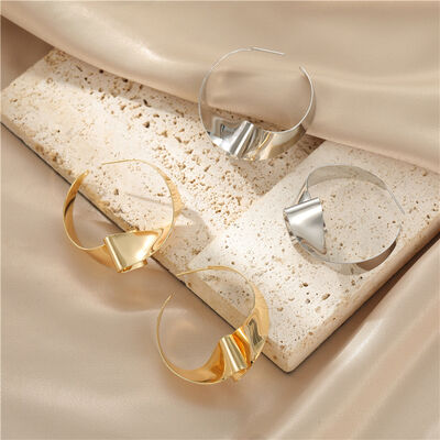 quality Fashion Water Waves Gold-Plated Earrings Irregular Folds Ring Earrings 925 Silver Needle Earrings Wholesale factory