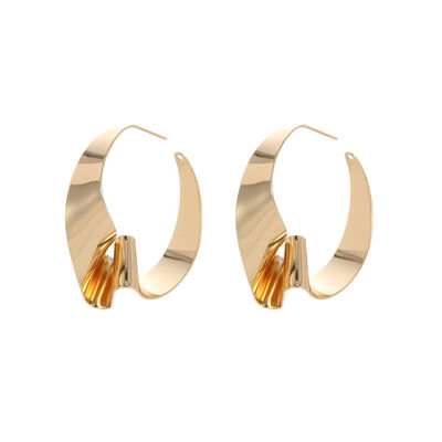 quality Fashion Water Waves Gold-Plated Earrings Irregular Folds Ring Earrings 925 Silver Needle Earrings Wholesale factory