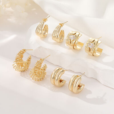 quality Hot Sale High End Womens Nickle Free Gold Coated Hoop Earrings Gold Plated Jewelry factory