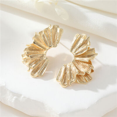 quality Brass 2025 Europe America Style Exaggerated Leaves Irregular Folds Hypoallergenicity Earring Female Retro Highend Big Earrings factory
