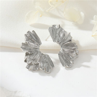 quality Brass 2025 Europe America Style Exaggerated Leaves Irregular Folds Hypoallergenicity Earring Female Retro Highend Big Earrings factory