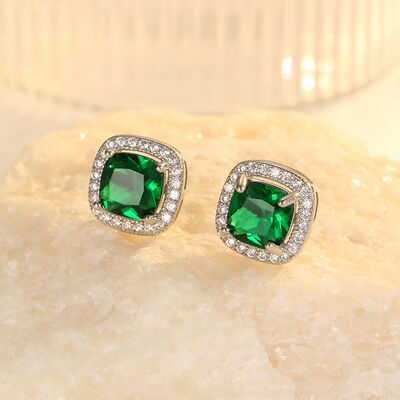 quality Hot Selling 18K Gold Plated Fashion Temperament Sugar Cube Zircon Dubai Earring Silver Post Women's Jewelry Studs Earrings factory