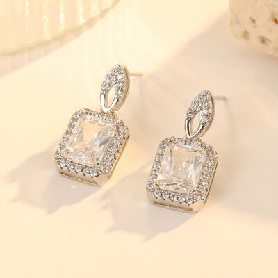 quality Hot Selling Retro Temperament Square Red Green Transparent Zircon Studs Earring High Grade Gemstone Women's Jewelry Earrings factory