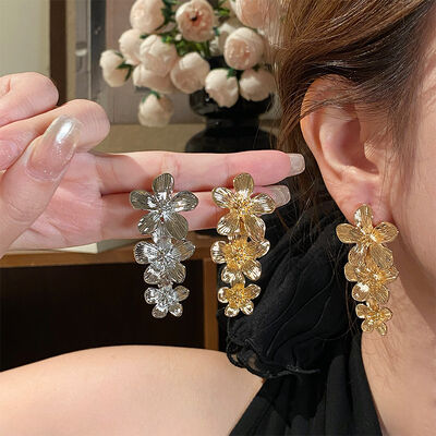 quality Fashion Party Flower Plant Stud Earring Factory Wholesale Custom Brass 14k Gold Plated  Women's Jewelry Earrings Accessories factory