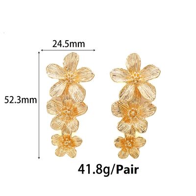 quality Fashion Party Flower Plant Stud Earring Factory Wholesale Custom Brass 14k Gold Plated  Women's Jewelry Earrings Accessories factory