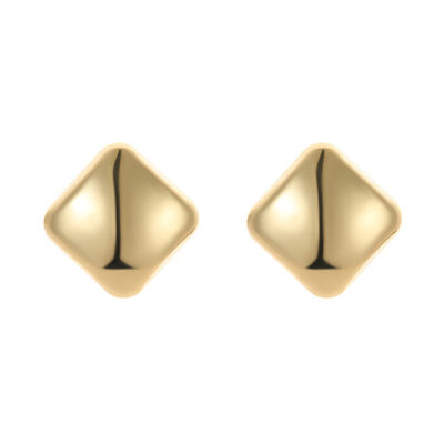 quality 2025 New Design Brass 18K Gold Plated 3D Stereoscopic Square Earring with Smooth Hollow Jewelry Studs Earrings factory