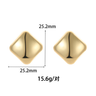 quality 2025 New Design Brass 18K Gold Plated 3D Stereoscopic Square Earring with Smooth Hollow Jewelry Studs Earrings factory