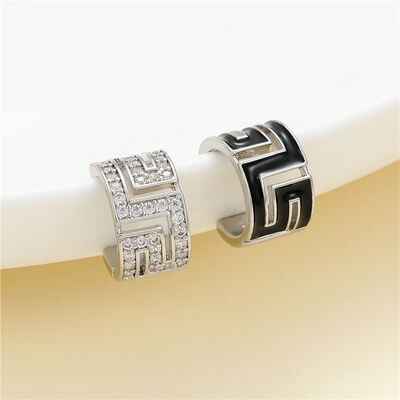quality Wholesale High Quality Jewelry Earrings Sliver Trendy CZ Brass Enamel Black Palladium Stud Earrings Plating for Women factory