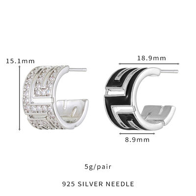 quality Wholesale High Quality Jewelry Earrings Sliver Trendy CZ Brass Enamel Black Palladium Stud Earrings Plating for Women factory