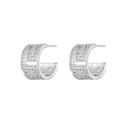 quality Wholesale High Quality Jewelry Earrings Sliver Trendy CZ Brass Enamel Black Palladium Stud Earrings Plating for Women factory