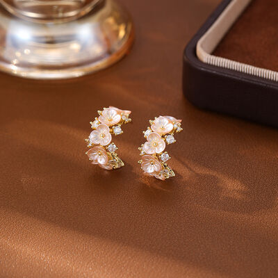 quality 2025 New Fashion Brass Zircon Earrings 14K Gold Plated  CZ  Flower Shape Women Ear Hoop Jewelry Accessories factory