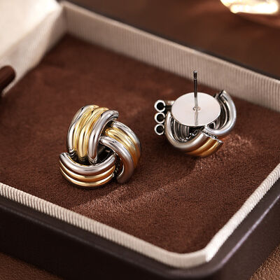 quality Factory Wholesale New Simple Personality Wrapped Circle Twist Stud Brass Gold Plated Jewelry Earrings for Women factory