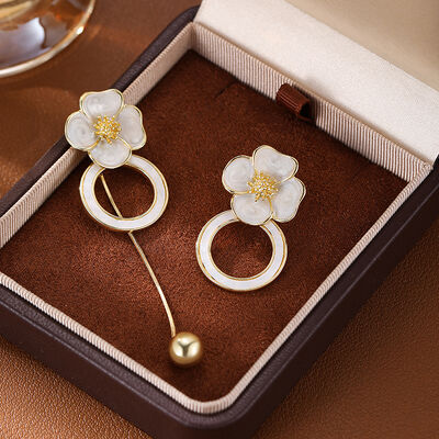 quality Fashion Earrings Jewelry Trendy 2025 Newest Women 14K Gold Plated Camellia Enamel Flower Hoop Earrings factory