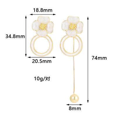 quality Fashion Earrings Jewelry Trendy 2025 Newest Women 14K Gold Plated Camellia Enamel Flower Hoop Earrings factory