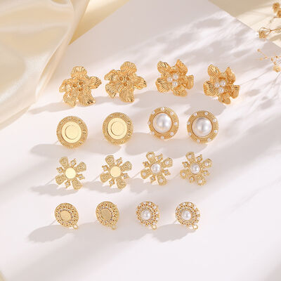 quality Fashion Brass Gold Plated Earring Round Mosquito Coil Flower Pearl Inlaid Zircon Studs DIY Geometric Women's Jewelry Earrings factory