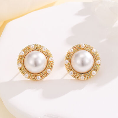 quality Fashion Brass Gold Plated Earring Round Mosquito Coil Flower Pearl Inlaid Zircon Studs DIY Geometric Women's Jewelry Earrings factory