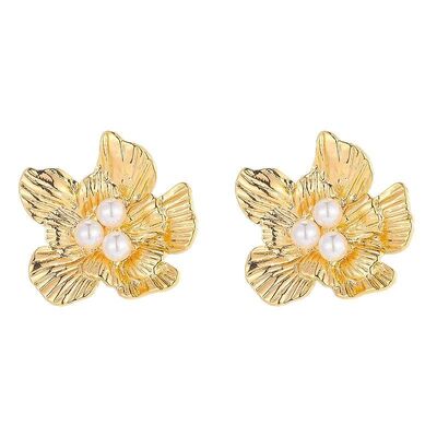 quality Fashion Brass Gold Plated Earring Round Mosquito Coil Flower Pearl Inlaid Zircon Studs DIY Geometric Women's Jewelry Earrings factory