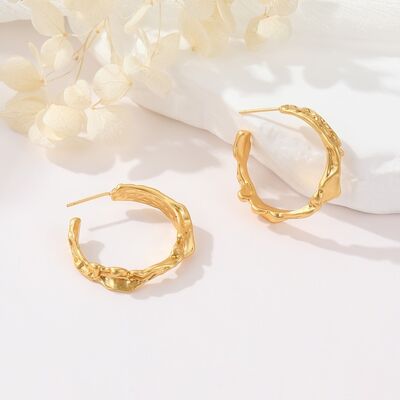 quality Popular Silver Needle Fashion C Ring Earring Vintage Old Gold Folded Irregular Women's Jewelry Earrings factory