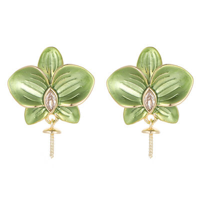 quality Brass 14K Gold Plated 925 Silver Needle Zircon Dragon Flower Butterfly Enamel Leaf DIY Jewelry Earrings Accessories factory