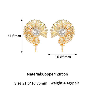 quality Brass 14K Gold Plated 925 Silver Needle Zircon Dragon Flower Butterfly Enamel Leaf DIY Jewelry Earrings Accessories factory