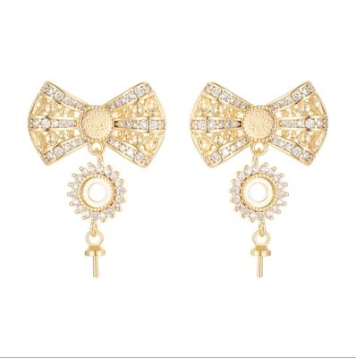 quality Brass 14k Gold Plated Zircon Studs Butterfly Enamel Flower Earring for Women's Fashion Earrings Accessories factory