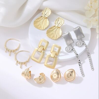 quality Hot Selling 14K Gold Geometric Irregular Studs Sea Shells Chain Tassel Earrings Fashion Jewelry Gifts factory