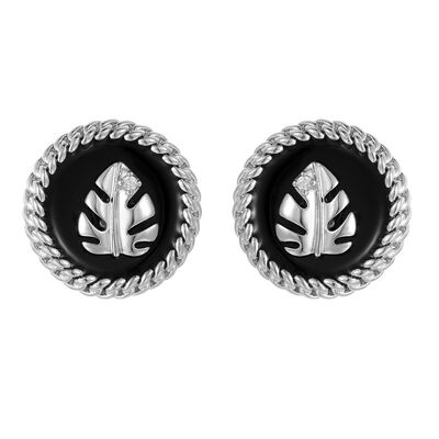 quality Fashion Gold Plated Round Earring Studs Enamel Leaves Zircon Fried Dough Twists Edge Women's Earrings factory
