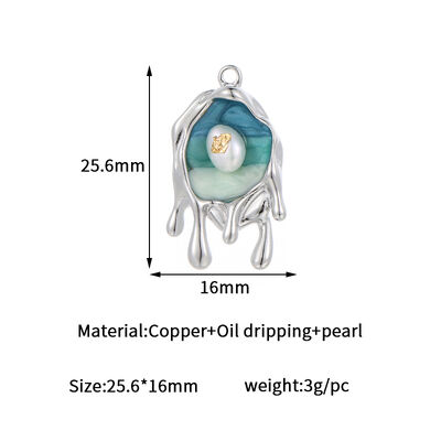quality Brass 14K Gold Plated Silver Lceberg Liquid Lava Resin Inlay Pearl Enamel Pendant Charm for Jewelry Making Accessories factory