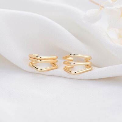 quality Fashion and Minimalist 14K Gold Plated Geometric Multi Layer Women's Earring Hypoallergenic Jewelry Studs Earrings factory