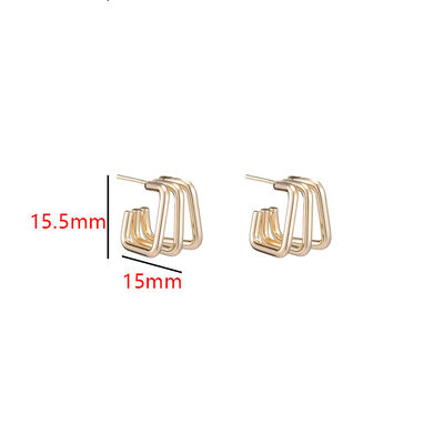 quality Fashion and Minimalist 14K Gold Plated Geometric Multi Layer Women's Earring Hypoallergenic Jewelry Studs Earrings factory