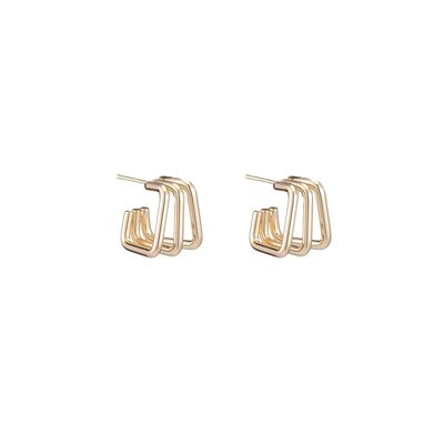 quality Fashion and Minimalist 14K Gold Plated Geometric Multi Layer Women's Earring Hypoallergenic Jewelry Studs Earrings factory