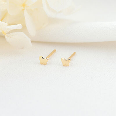 quality Wholesale 14K Gold Plated Brass Fashion Small Stud Earring in Star Butterfly Heart and Moon Shapes Jewelry Earrings factory