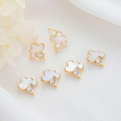 quality Factory Wholesaled Diy Jewelry Earring Accessories 14K Gold Plated Inlaid Shell Cloud Shape Stud Earrings factory
