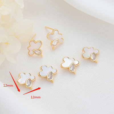 quality Factory Wholesaled Diy Jewelry Earring Accessories 14K Gold Plated Inlaid Shell Cloud Shape Stud Earrings factory