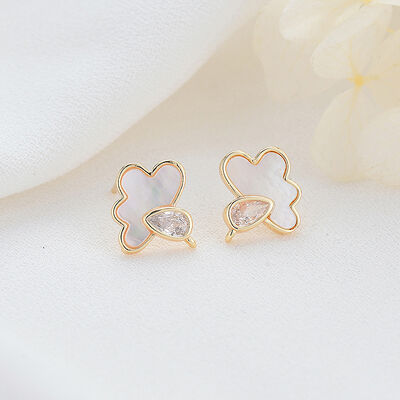 quality Factory Wholesaled Diy Jewelry Earring Accessories 14K Gold Plated Inlaid Shell Cloud Shape Stud Earrings factory