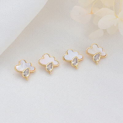 quality Factory Wholesaled Diy Jewelry Earring Accessories 14K Gold Plated Inlaid Shell Cloud Shape Stud Earrings factory