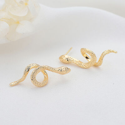quality Factory Wholesale Brass 14K Gold Plated Snake Studs Earring Fashion Jewelry Earrings factory