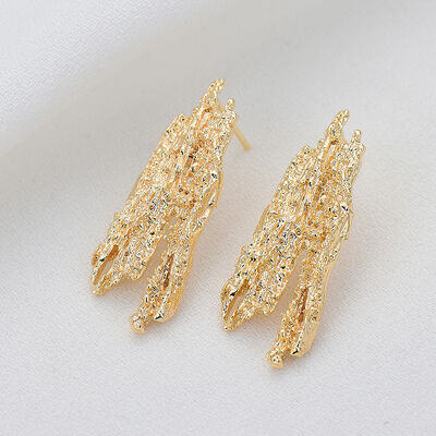quality Jiexing 14K Gold Plated Unique Design Irregular Lava Shape Earring Fashion Women's Jewelry Studs Earrings factory