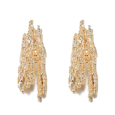 quality Jiexing 14K Gold Plated Unique Design Irregular Lava Shape Earring Fashion Women's Jewelry Studs Earrings factory