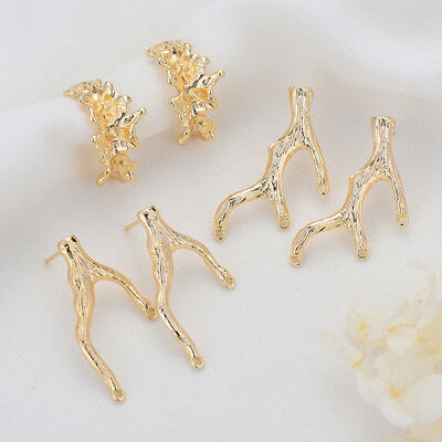 quality Fashion Design 14K Gold Plated Tree Branch Shape Stud Earrings factory