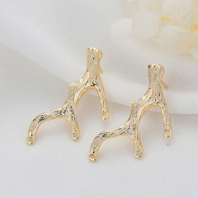 quality Fashion Design 14K Gold Plated Tree Branch Shape Stud Earrings factory