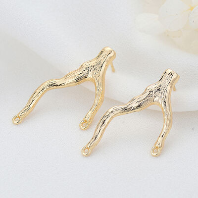 quality Fashion Design 14K Gold Plated Tree Branch Shape Stud Earrings factory
