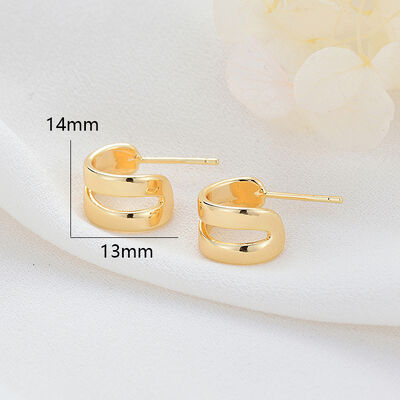 quality Factory Wholesale Fashion Women's Earrings 14K Gold Plated Striped C Shaped Jewelry Earring Studs factory