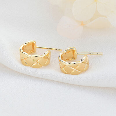 quality Factory Wholesale Fashion Women's Earrings 14K Gold Plated Striped C Shaped Jewelry Earring Studs factory