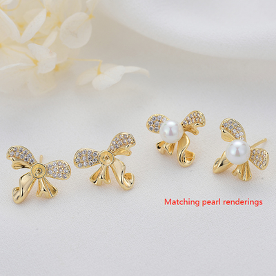 quality Wholesale 14K Gold Plated Can Match Pearls Butterfly Shape  Stud Earrings factory