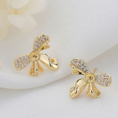 quality Wholesale 14K Gold Plated Can Match Pearls Butterfly Shape  Stud Earrings factory