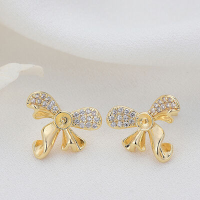 quality Wholesale 14K Gold Plated Can Match Pearls Butterfly Shape  Stud Earrings factory
