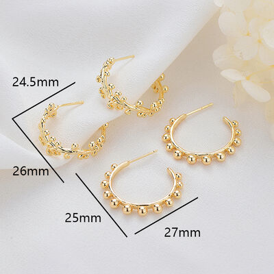 quality Wholesale 14K Gold Plated C Shaped Half Circle Women's Jewelry Earrings Vine Round Ball Beads Fashion Studs Earring factory